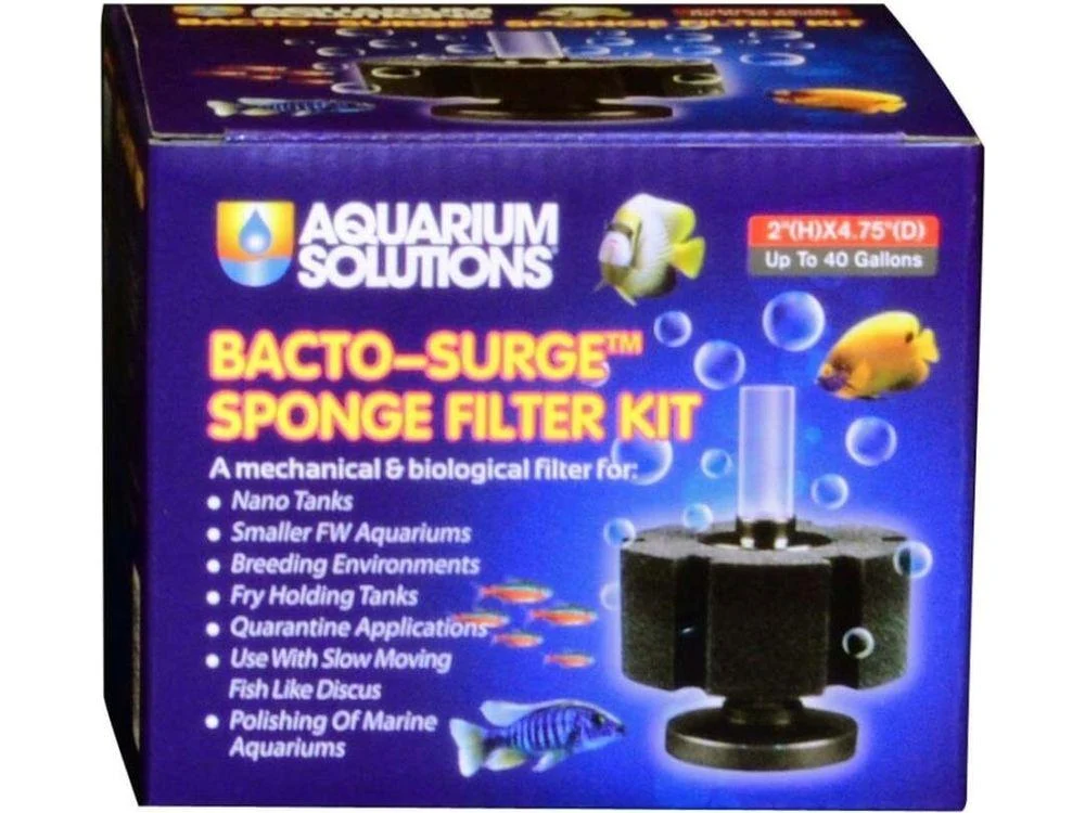 Aquarium Solutions Bacto-Surge Biological Action Sponge Filter Black, Small