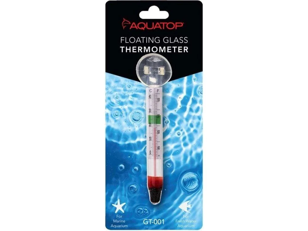 Aquatop Floating Glass Aquarium Thermometer with Suction Cup Mount Clear 1ea