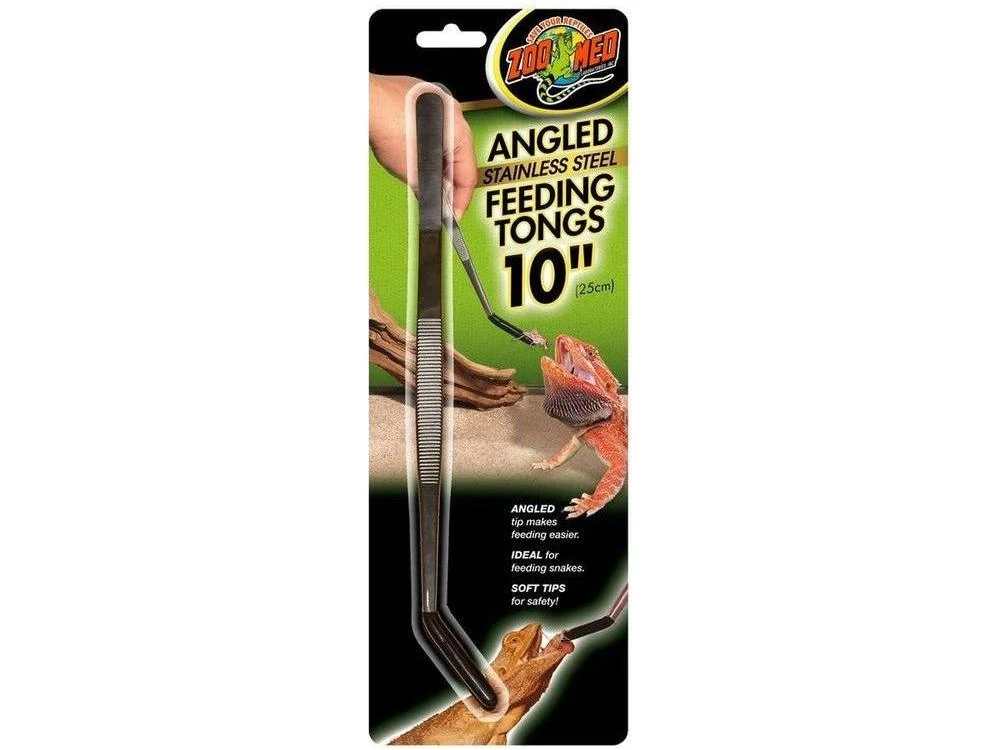Zoo Med Angled Stainless Steel Feeding Tongs 10″