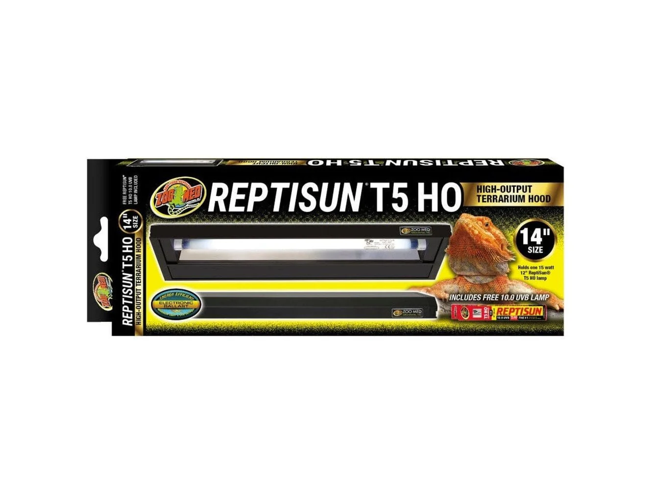 Zoo Med ReptiSun T5 HO Terrarium Hood w/ 10.0 Bulb 1ea/14 in
